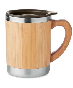 Alternative view of Mug double paroi avec couvercle en inox et bambou – 300ml – MOKKA